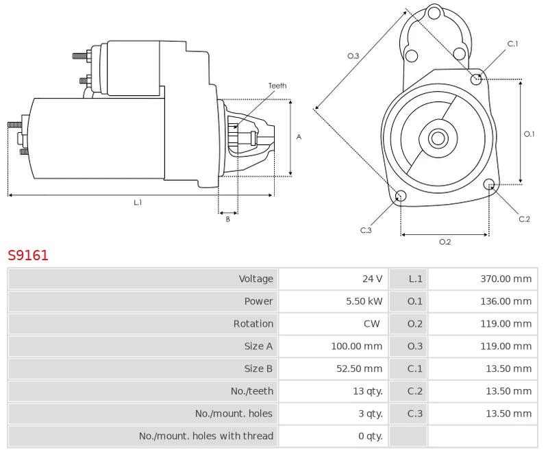 0-23000-1230 24V/5.5Kw 13t CW New Starter motor