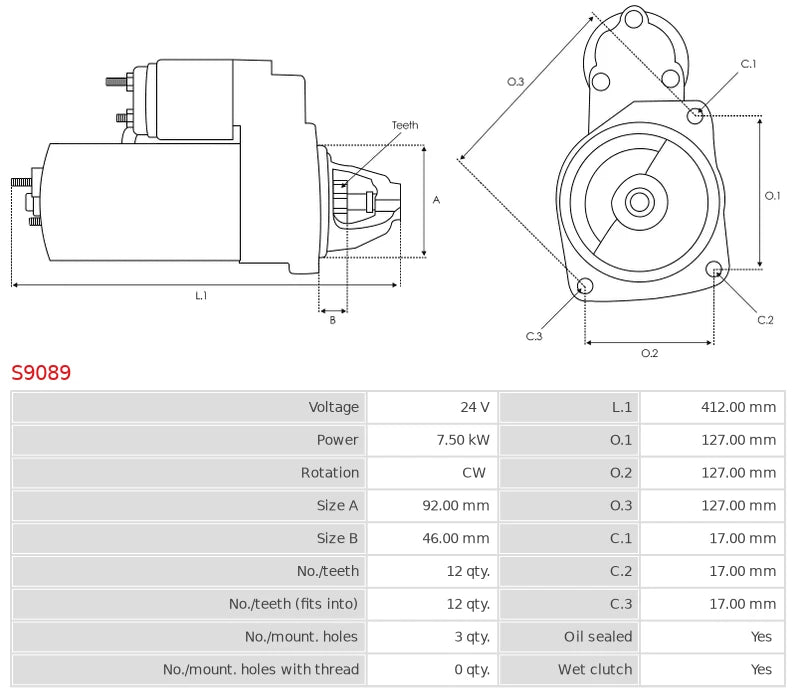 0-23000-3150 24V/7.5Kw 12t CW New Starter motor