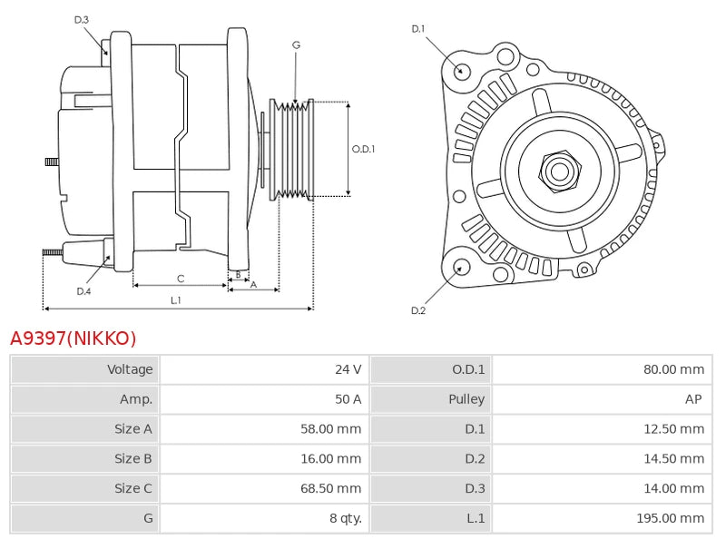0-35000-4598 24V/50A (R L) New Alternator