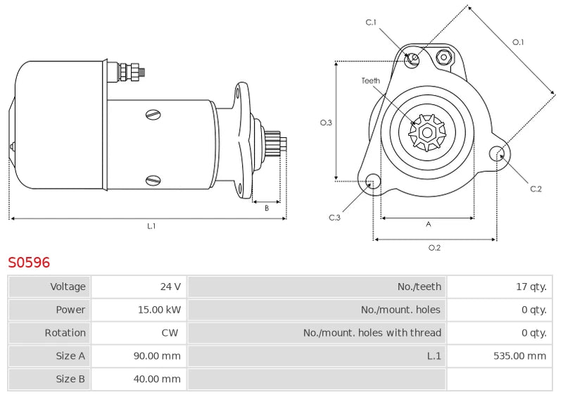 0001601007 24V/15.0Kw 17t CW New Starter motor