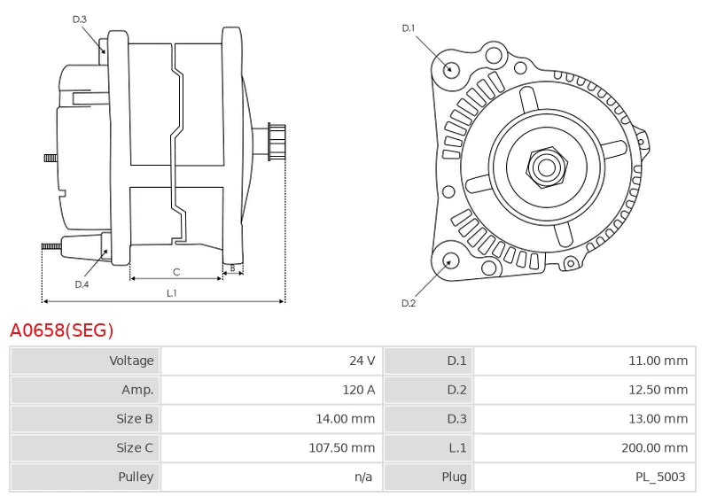 0124655131 24V/120A (W L 15 S DFM) New Alternator