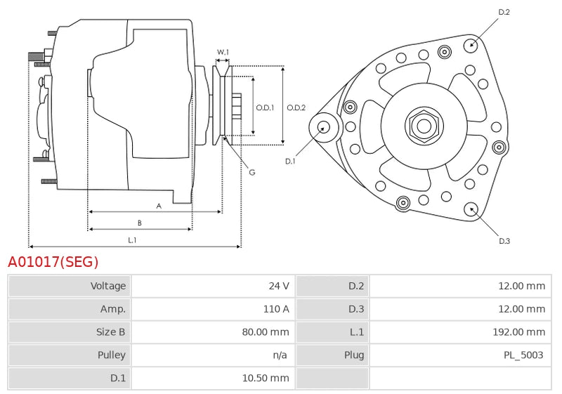 0124655304 24V/110A (W L 15 S DFM) New Alternator