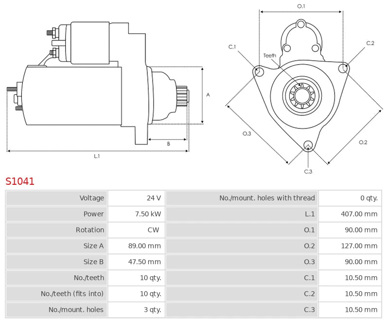 19026032 24V/7.5Kw 10t CW New Starter motor
