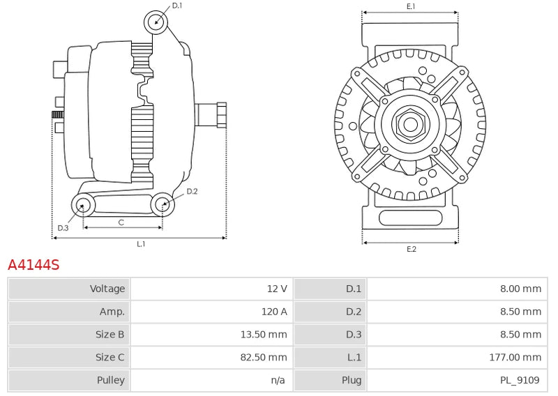 63377464 12V/120A (B+ D+ W) New Alternator