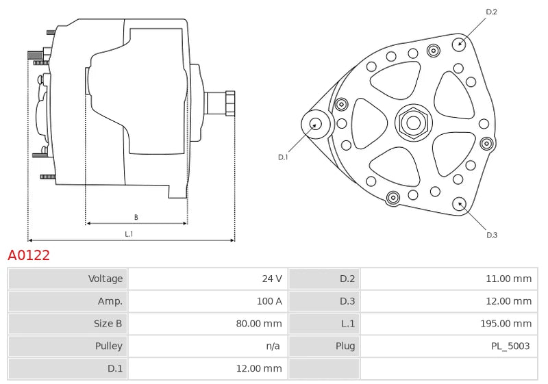 CA1693 24V/100A (W L 15 S DFM) New Alternator