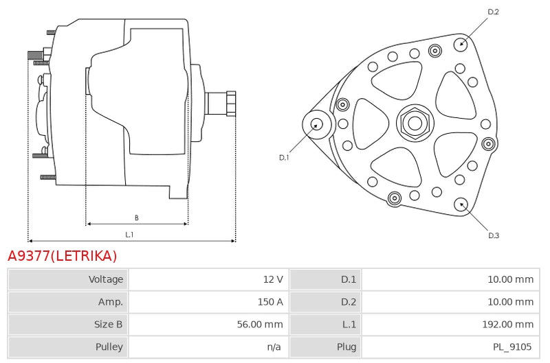 CA1831 12V/150A (D+ W) New Alternator