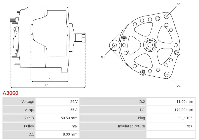 CA857 24V/55A (D+ W) New Alternator