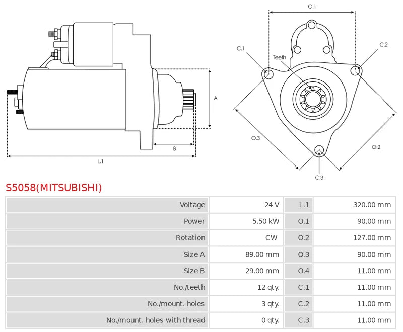 CS1496 24V/5.5Kw 12t CW New Starter motor