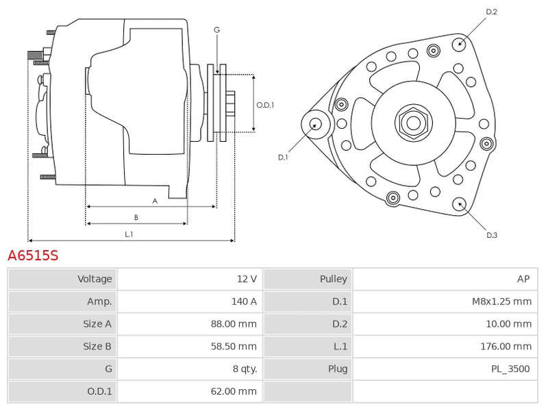JA1616 12V/140A (S IG L) New Alternator