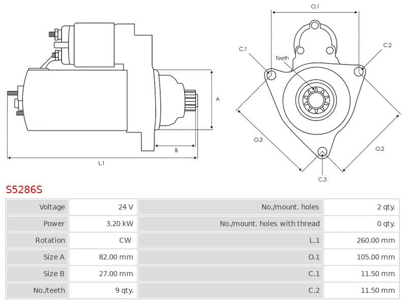 M8T80871 24V/3.2Kw 9t CW New Starter motor