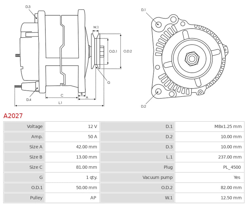 JA655 12V/50A (S IG L) Refurbished Alternator