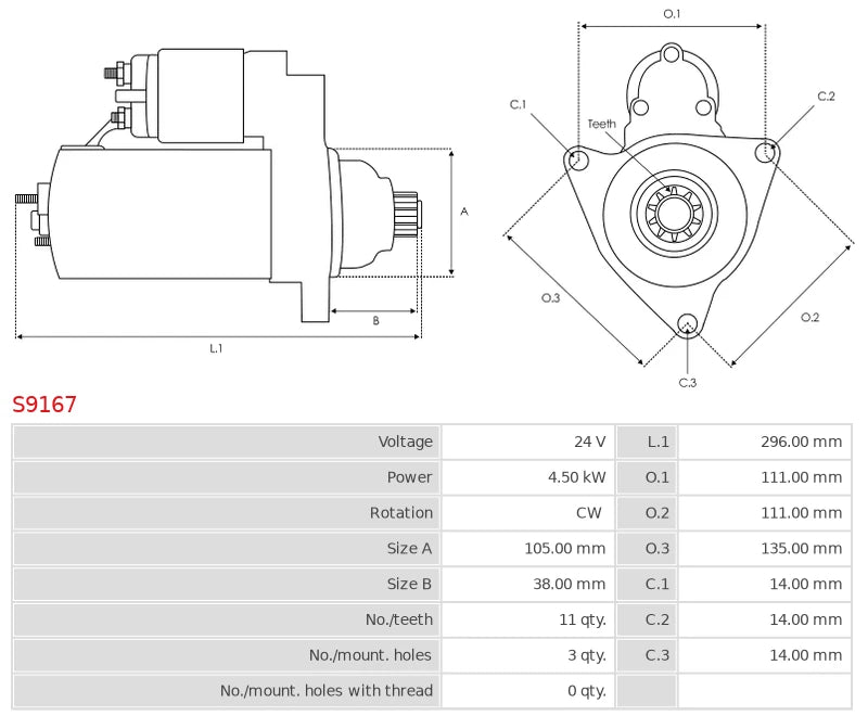 0-23000-1070 24V/4.5Kw 11t CW New Starter motor