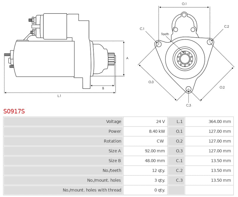 000133E707 24V/8.4Kw 12t CW New Starter motor