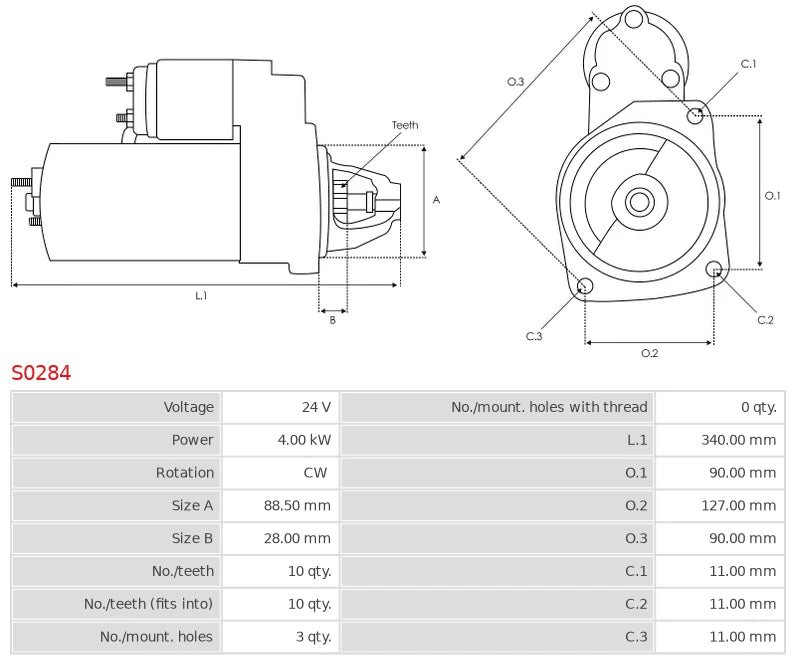 0001368040 24V/4.0Kw 10t CW New Starter motor