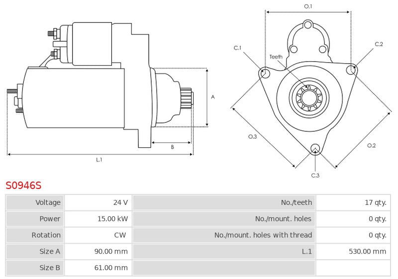 0001601028 24V/15.0Kw 17t CW New Starter motor