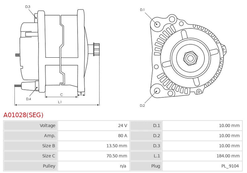0120468123 24V/80A (D+) New Alternator