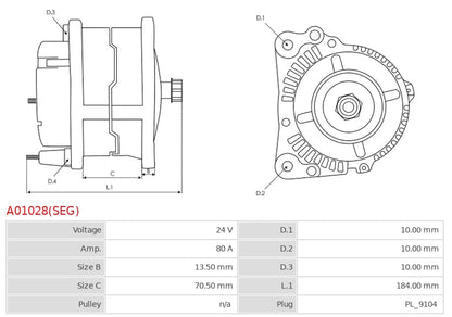 0120468123 24V/80A (D+) New Alternator