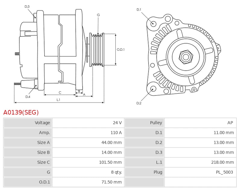 0124655012 24V/110A (W L 15 S DFM) New Alternator