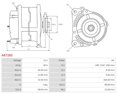 100211-0230 12V/40A New Alternator