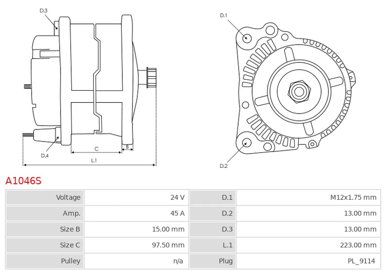 1117615 24V/45A (W) New Alternator
