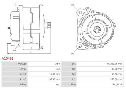 1117615 24V/45A (W) New Alternator