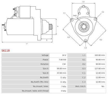 228000-7410 24V/7.8Kw 11t CW New Starter motor