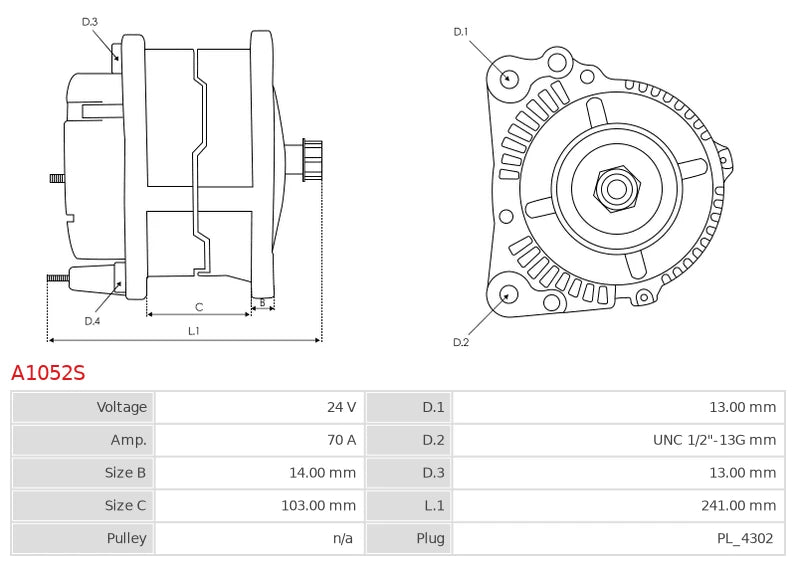 8600017 24V/70A (S F L P) New Alternator