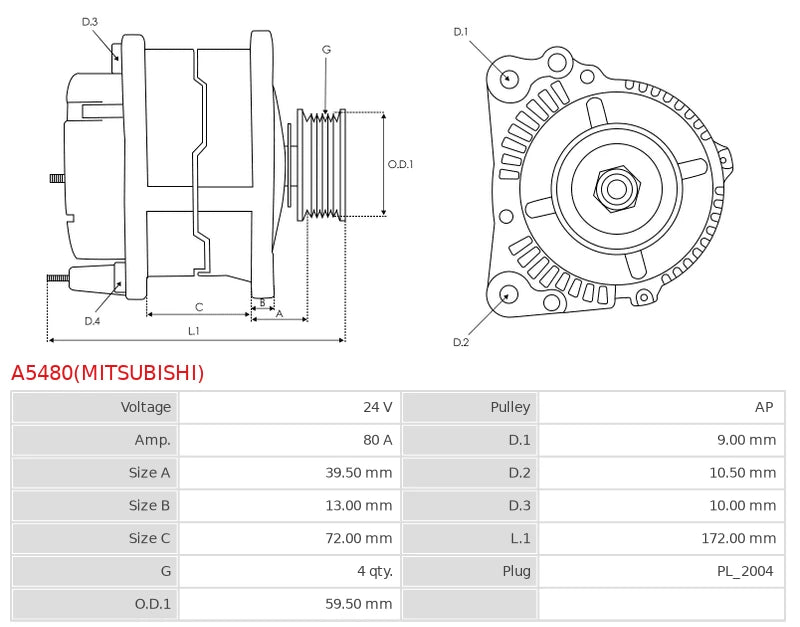 A3TA9091 24V/80A (L S) New Alternator