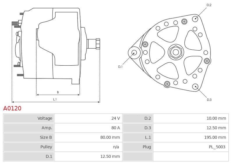 CA1694 24V/80A (W L 15 S DFM) New Alternator