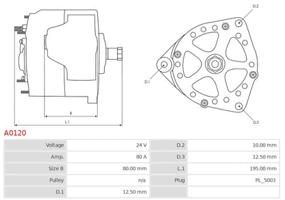 CA1694 24V/80A (W L 15 S DFM) New Alternator