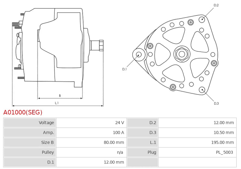CA1739 24V/100A (W L 15 S DFM) New Alternator