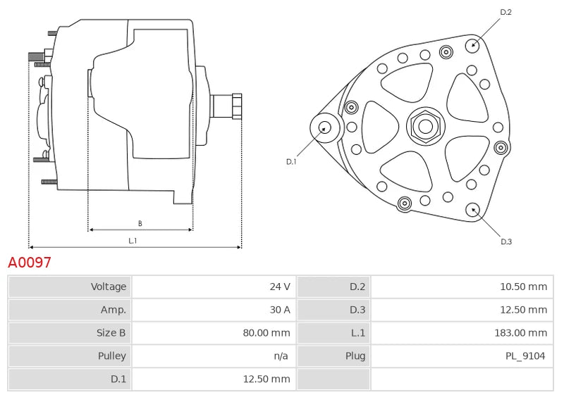 CA568 24V/30A (D+) New Alternator