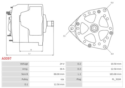 CA568 24V/30A (D+) New Alternator