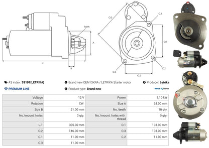 CS1126 12V/3.1Kw 10t CW New Starter motor