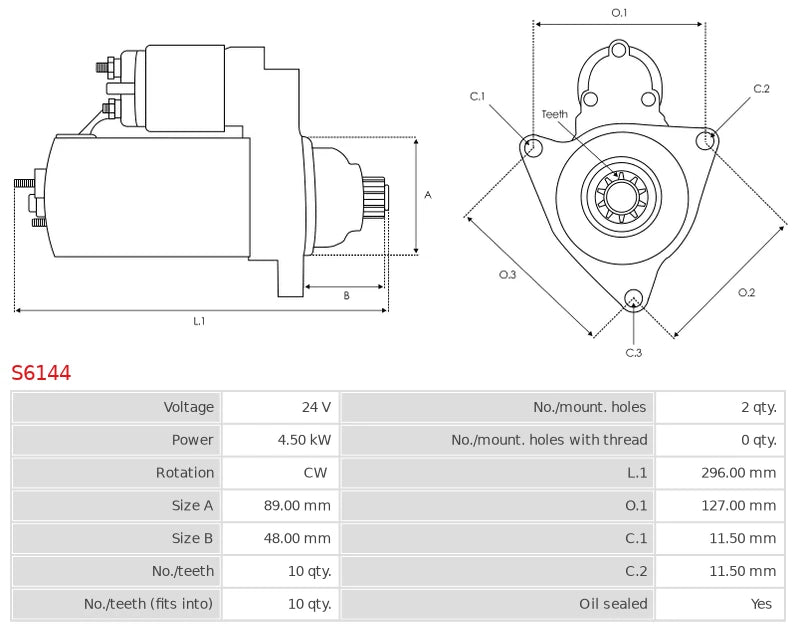 DSN2106 24V/4.5Kw 10t CW New Starter motor