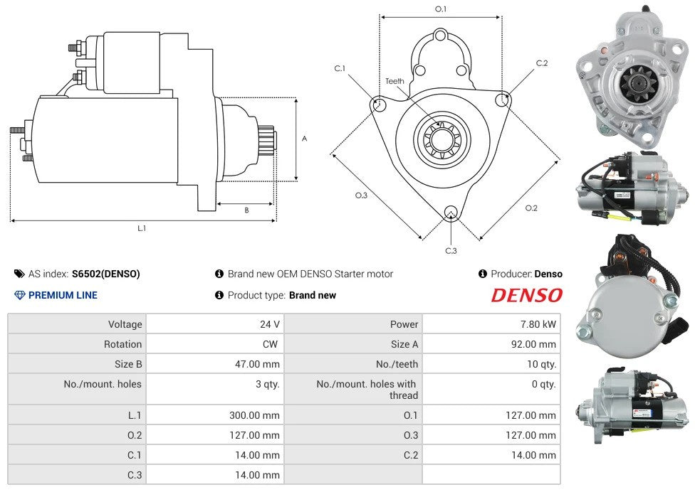DSN2146 24V/7.8Kw 10t CW New Starter motor