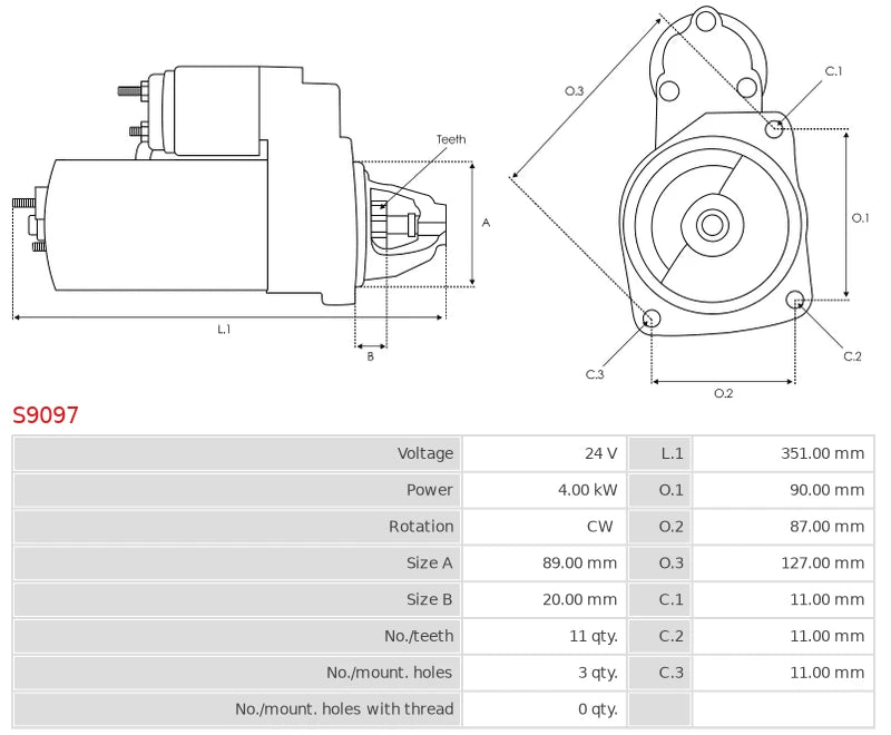 IS1106 24V/4.0Kw 11t CW New Starter motor