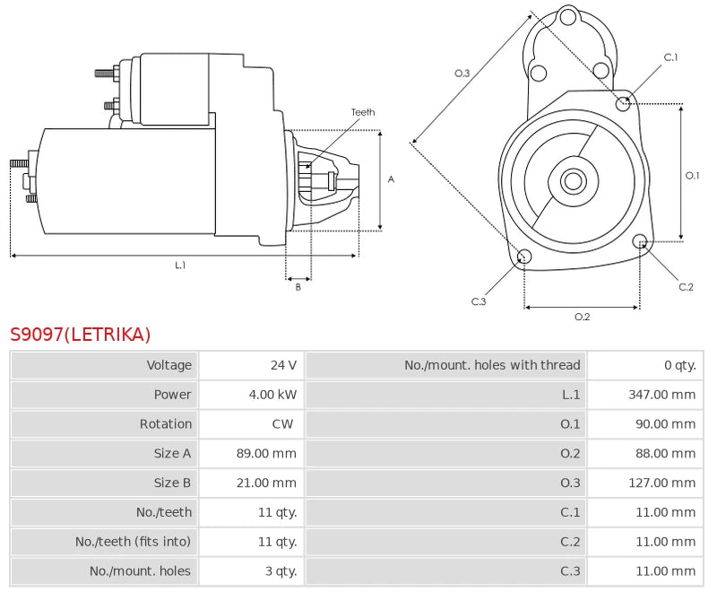 IS1106 24V/4.0Kw 11t CW New Starter motor