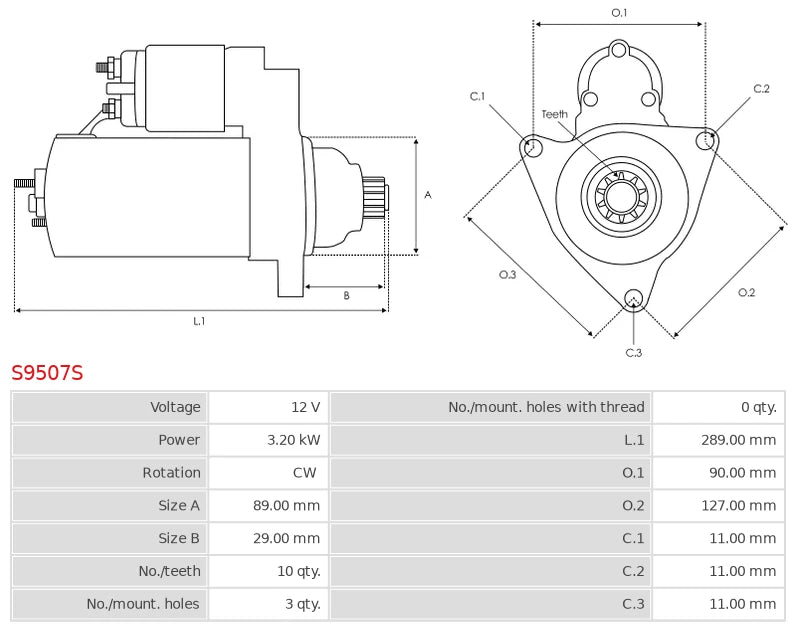 IS1362 12V/3.2Kw 10t CW New Starter motor
