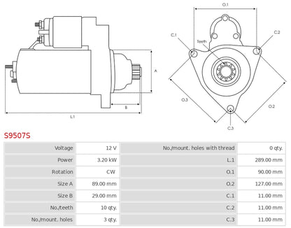 IS1362 12V/3.2Kw 10t CW New Starter motor