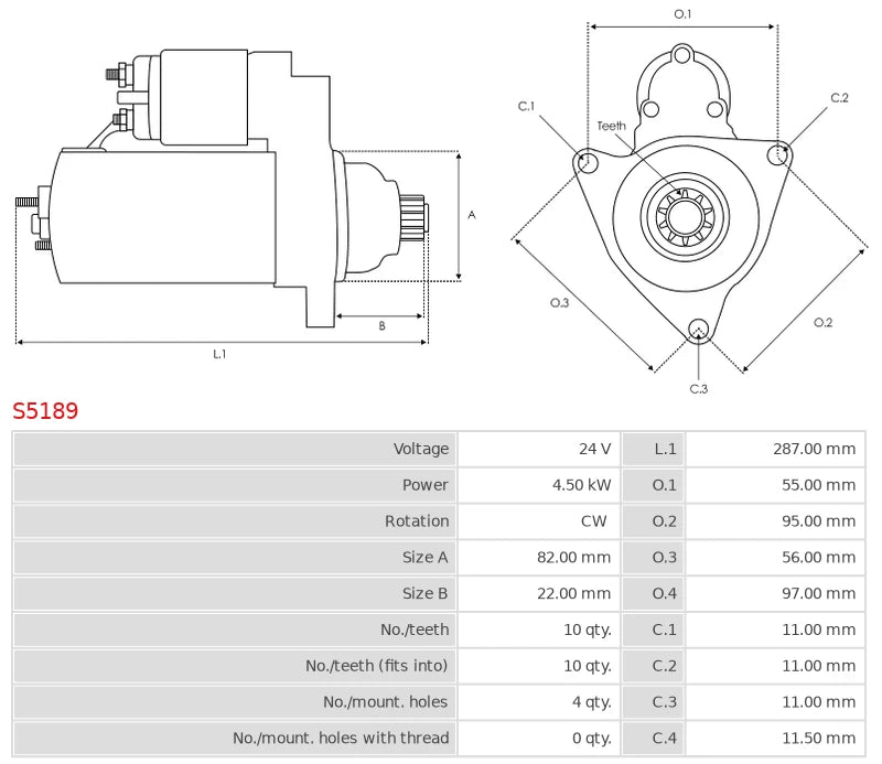 M8T60371 24V/4.5Kw 10t CW New Starter motor