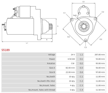 M8T60371 24V/4.5Kw 10t CW New Starter motor