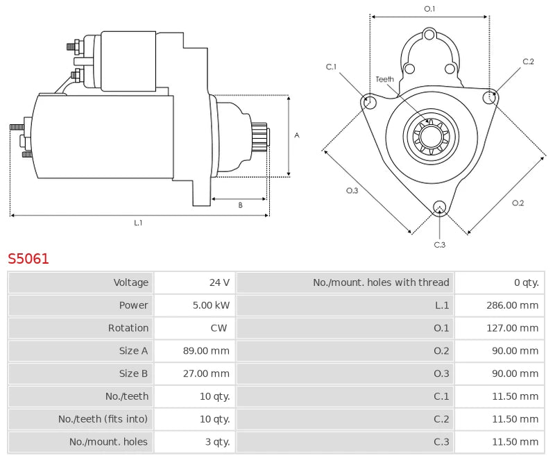M8T62471 24V/5.0Kw 10t CW New Starter motor