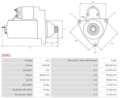 M8T62471 24V/5.0Kw 10t CW New Starter motor