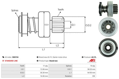 137275 New Bosch Starter motor drive